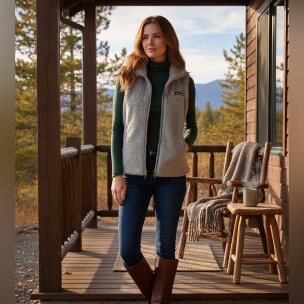 Patagonia Los Gatos Fleece‎ Vest Women's Small Gray Full Zip High Pile STY25216